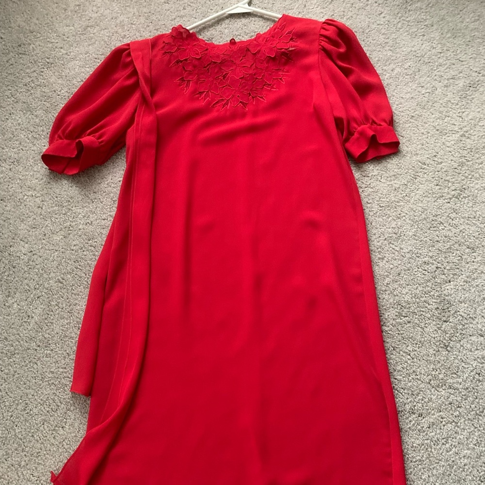 Vintage Red floral bib Dress Size 5/6